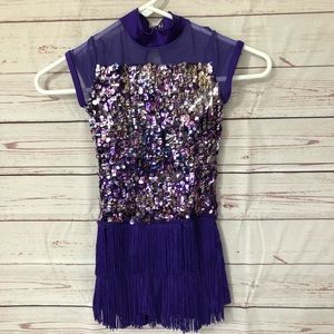 Weissman Dance Costume  MC  10/12 Purple Fringe